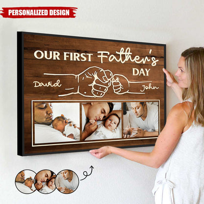 Personalized First Father’s Day Fist Bump Canvas / Poster - Custom Gift for New Dad
