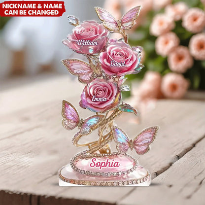 Each Rose Holds A Piece Of Your Heart - Personalized Custom Family Acrylic Plaque