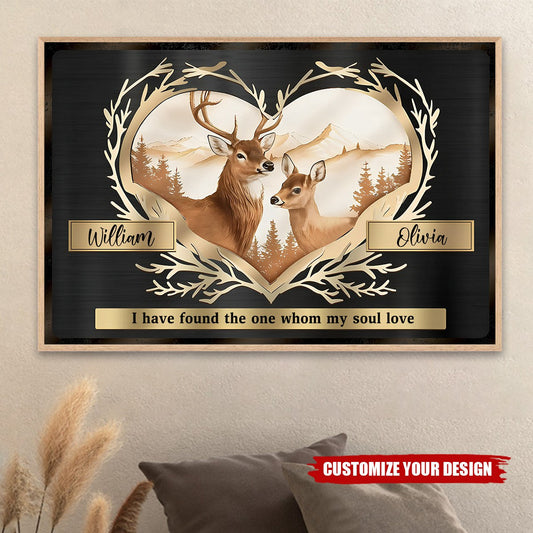 Deer Couple Heart Anniversary Gift - Personalized Canvas / Poster