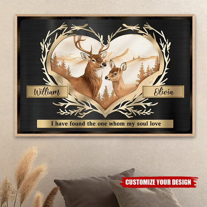 Deer Couple Heart Anniversary Gift - Personalized Canvas / Poster