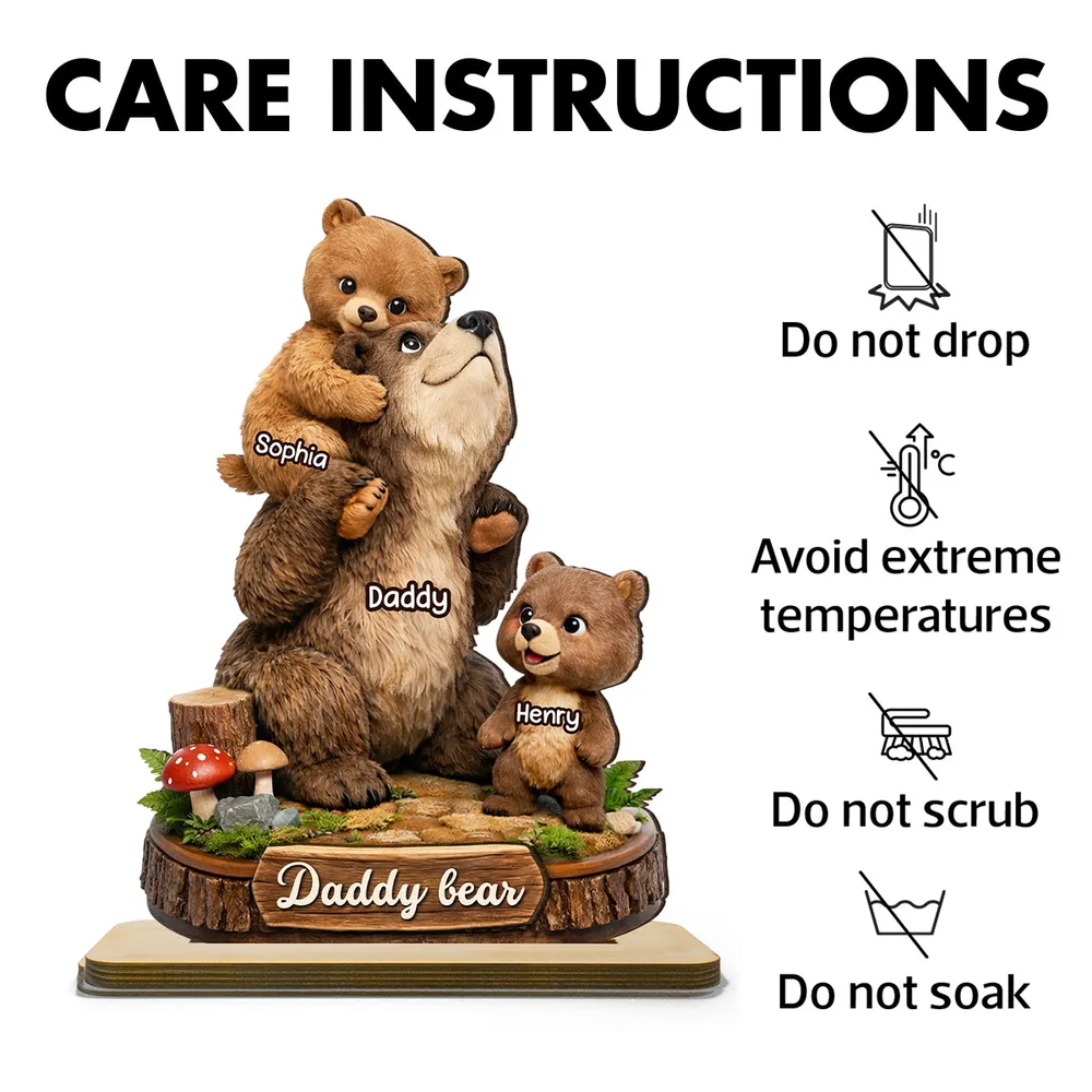 Personalized Daddy Bear Wooden Plaque for Dad with personalized design details for meaningful gifting image 6