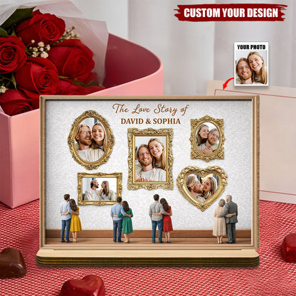 The Love Story Of - Personalized Ornate Frame Wood Plaque