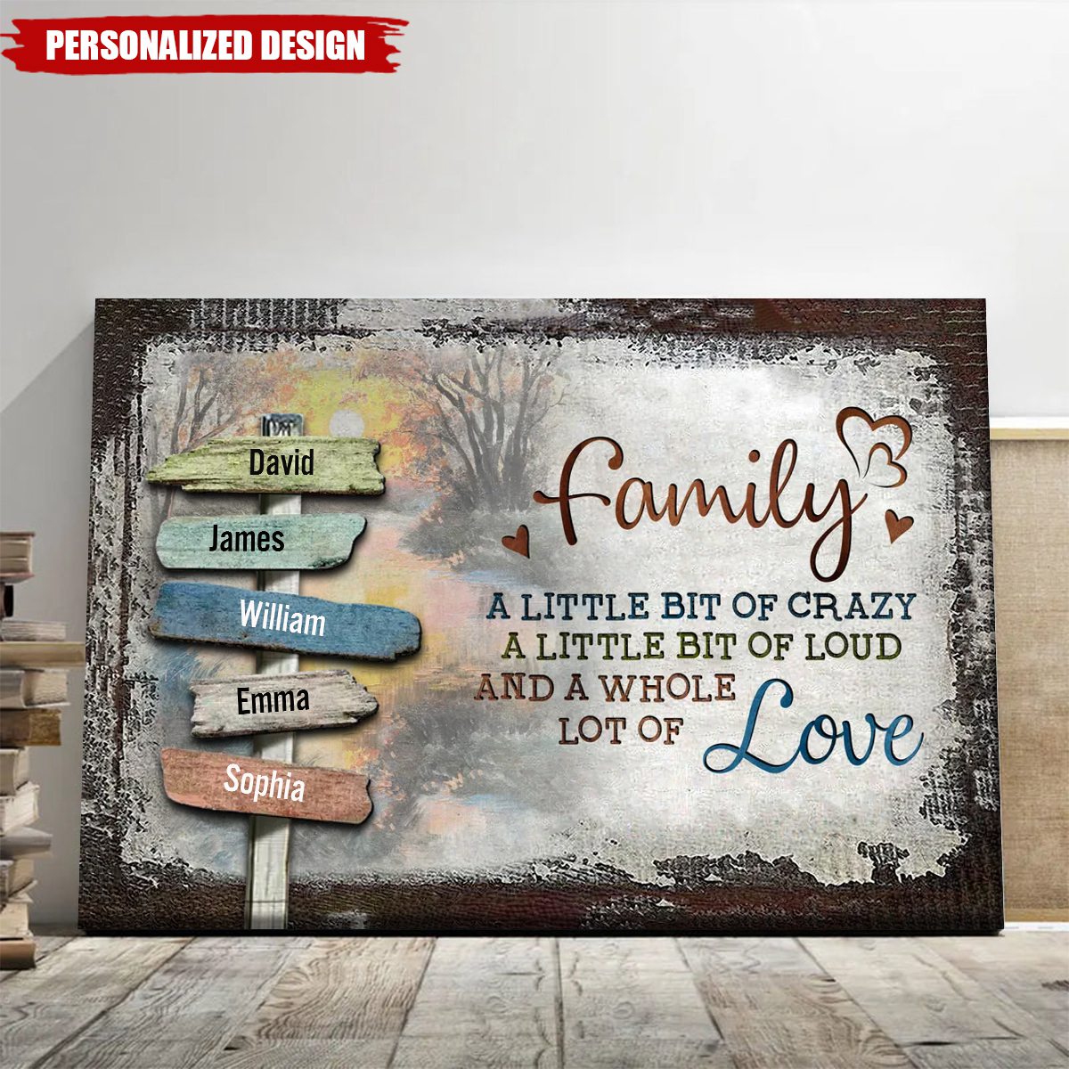 Our Crazy Loud Love - Personalized Family Vintage Sunset Poster / Canvas