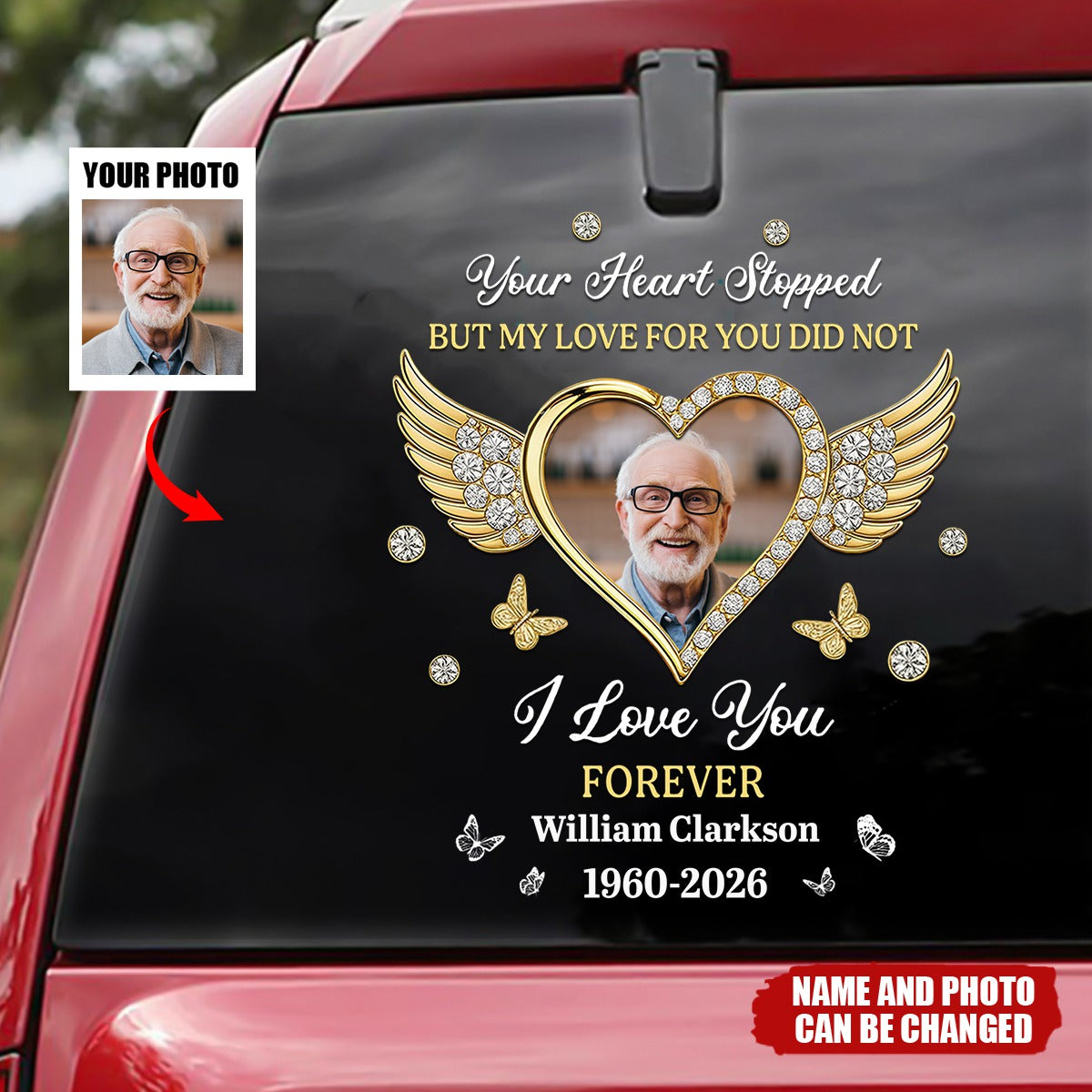 I Love You Forever - Personalized Custom Photo Memorial Car Sticker