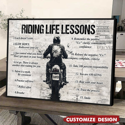 Personalized Quote Riding Life Lessons Poster / Canvas - Motivational Gift For Biker
