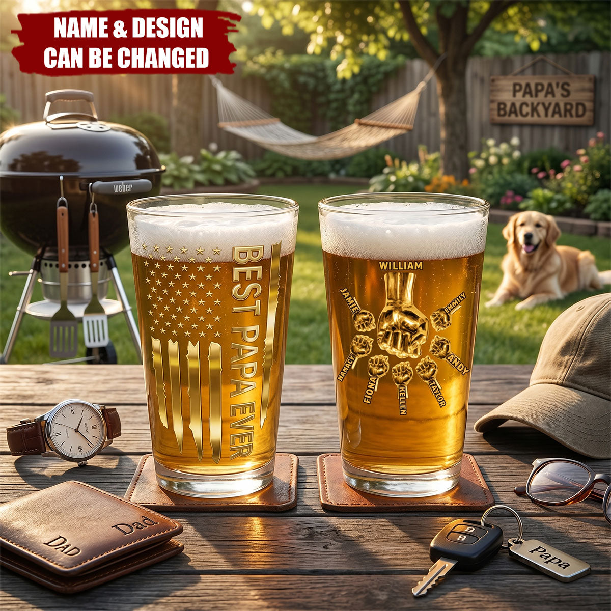 Custom Best Dad Ever Beer Glass personalization view for Dad
