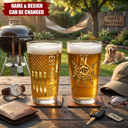 Custom Best Dad Ever Beer Glass personalization view for Dad
