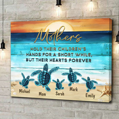 Personalized Beach Sea Turtles Name Canvas / Poster - Custom Mother’s Day Gift