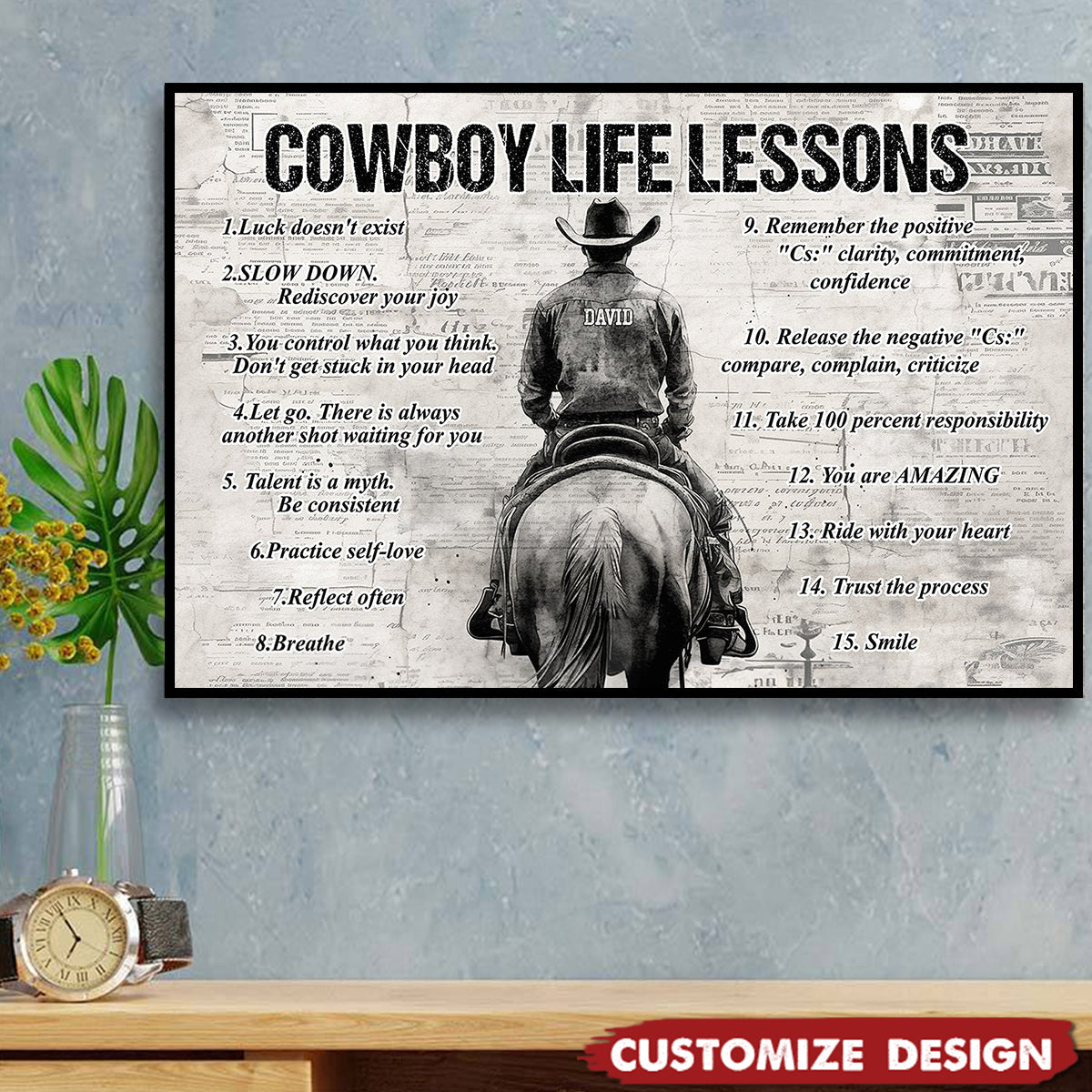 Personalized Cowboy Life Lessons Poster / Canvas - Gift For Cowboy