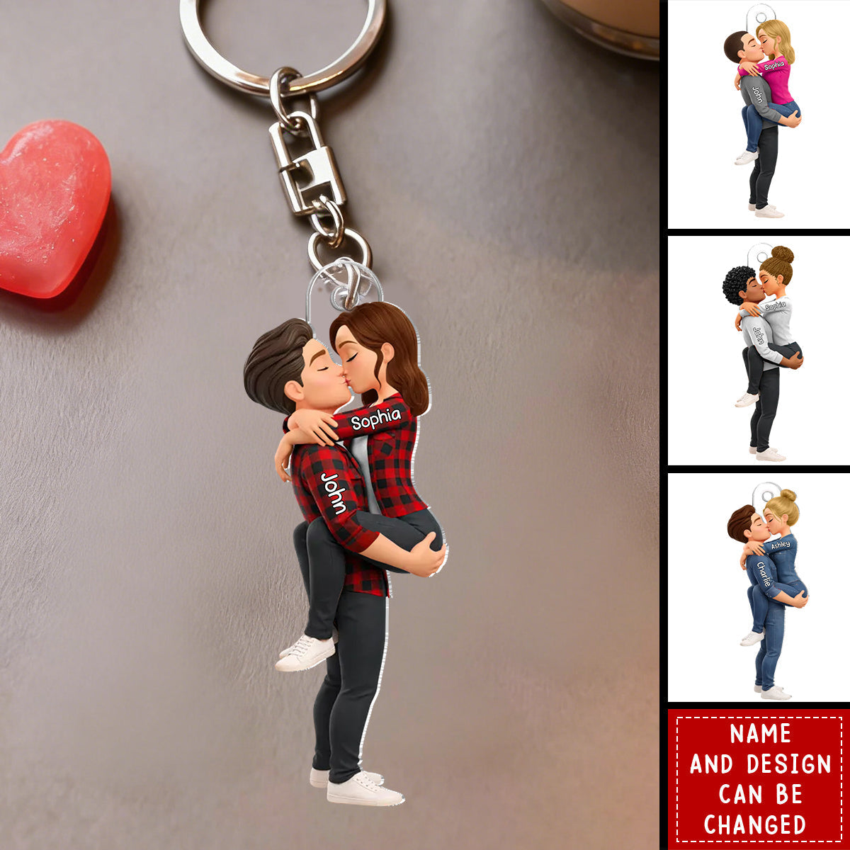 Custom Couple Portrait Keychain personalization view for Couples