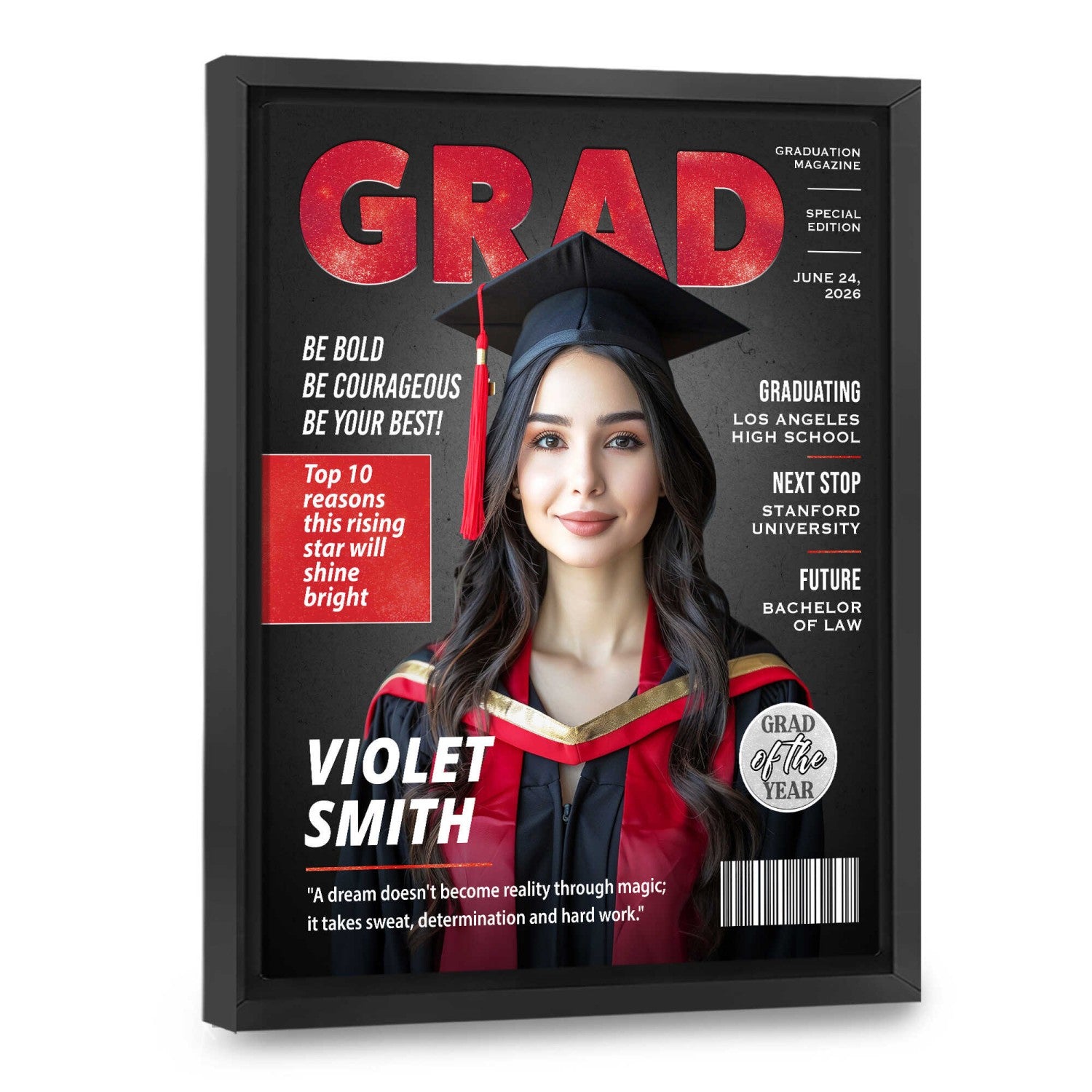 Custom Photo Magazine Cover Canvas / Poster - Personalized Graduation Gift
