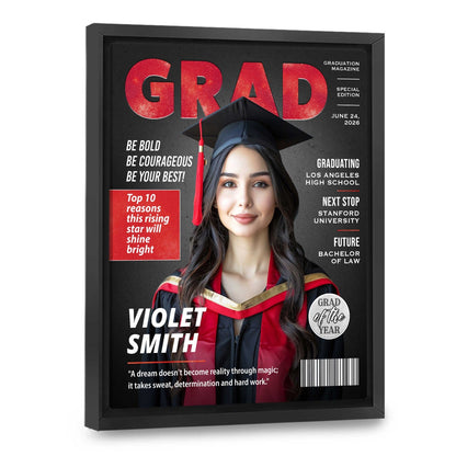 Custom Photo Magazine Cover Canvas / Poster - Personalized Graduation Gift