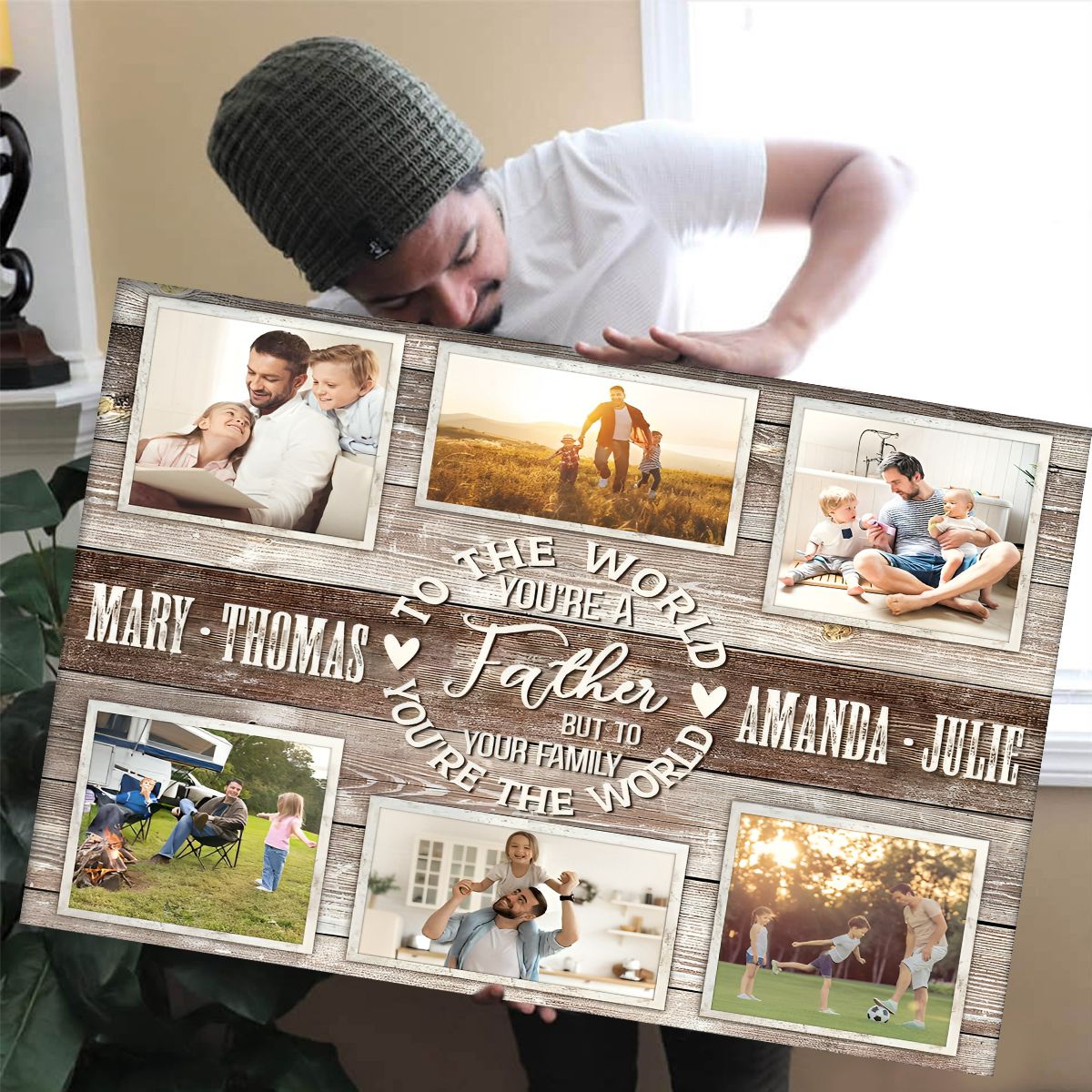 To The World You Are A Father - Personalized Family Bond Collage Canvas / Poster
