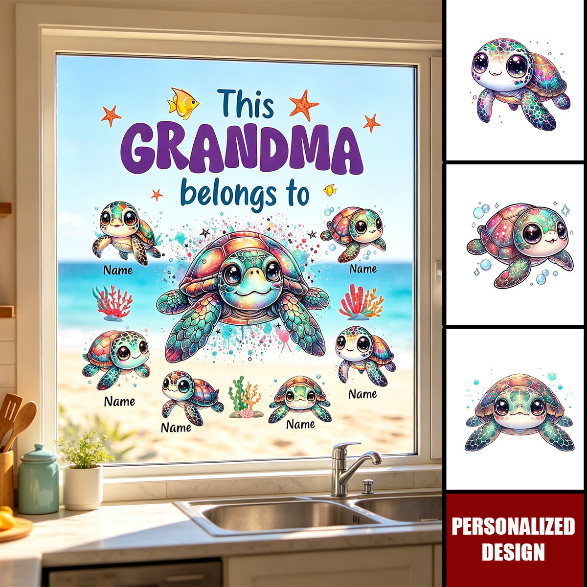 Personalized Kids Name Turtle Sticker - Custom Gift For Family