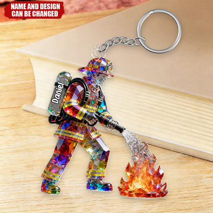 Brave Firefighter Personalized Keychain - Unique Gift for Firemen & Fire Families