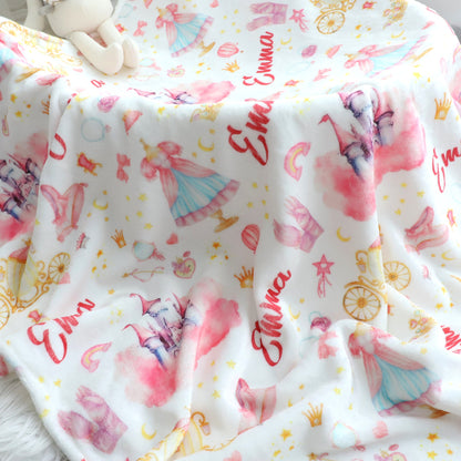 Personalized Princess Blanket with Name - Cozy Gift for Little Girls