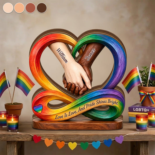 Custom Lgbtq Pride Wooden Plaque for Couples with personalized design details for meaningful gifting