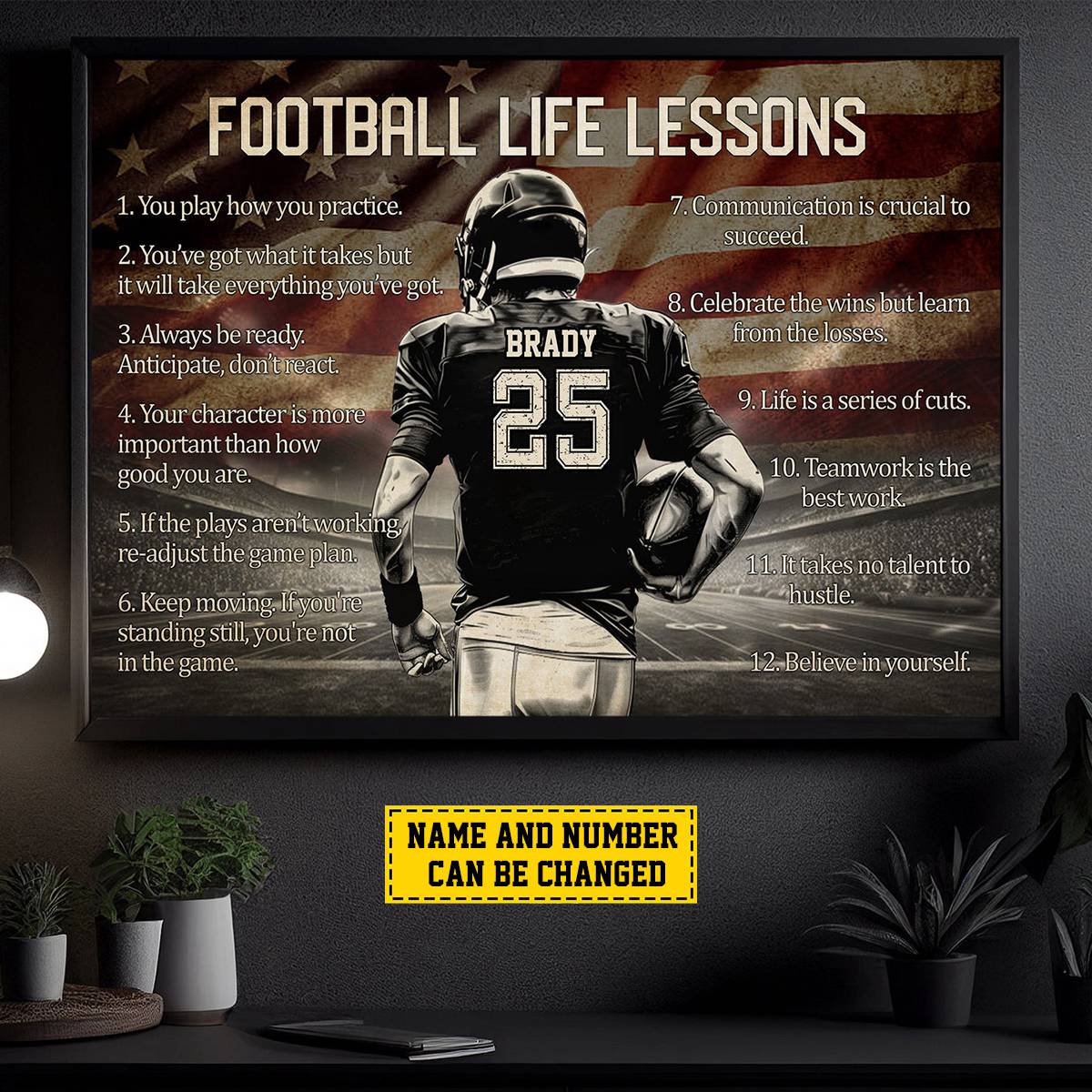 Personalized Football Life Lessons Poster / Canvas - Custom Gift For Football Lovers