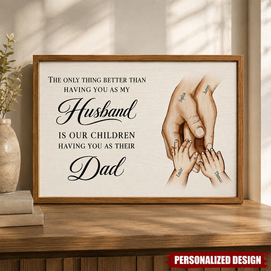 Personalized Husband And Dad Hands Canvas for Husband with personalized design details for meaningful gifting