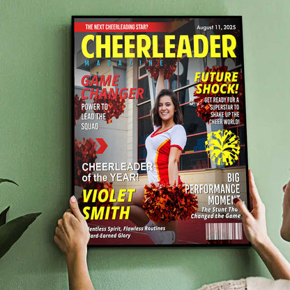 Personalized Cheerleader Magazine Cover Poster / Canvas - Custom Gift For Cheerleader