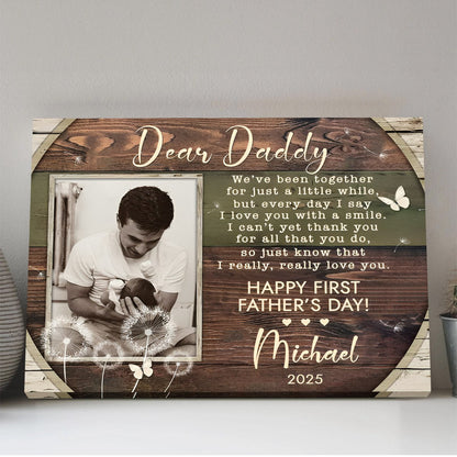 Personalized First Father’s Day Photo Canvas / Poster - Custom Poem Gift from Baby
