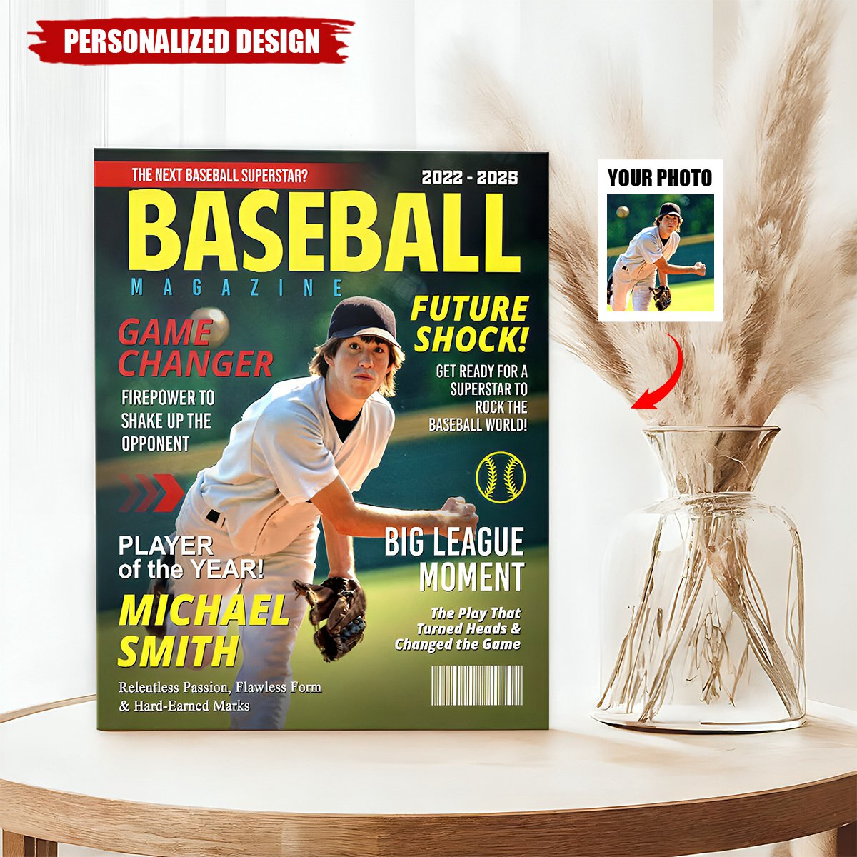 Personalized Baseball Magazine Cover Poster / Canvas - Custom Graduation Gifts for Baseball Player