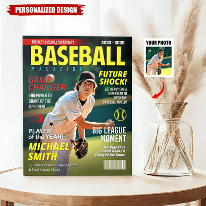 Personalized Baseball Magazine Cover Poster / Canvas - Custom Graduation Gifts for Baseball Player