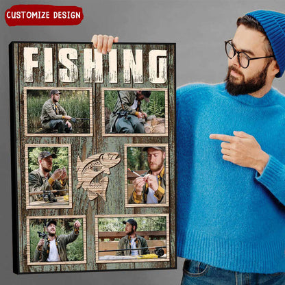 Personalized Fishing Collage Poster / Canvas - Custom Photo Wall Art for Anglers