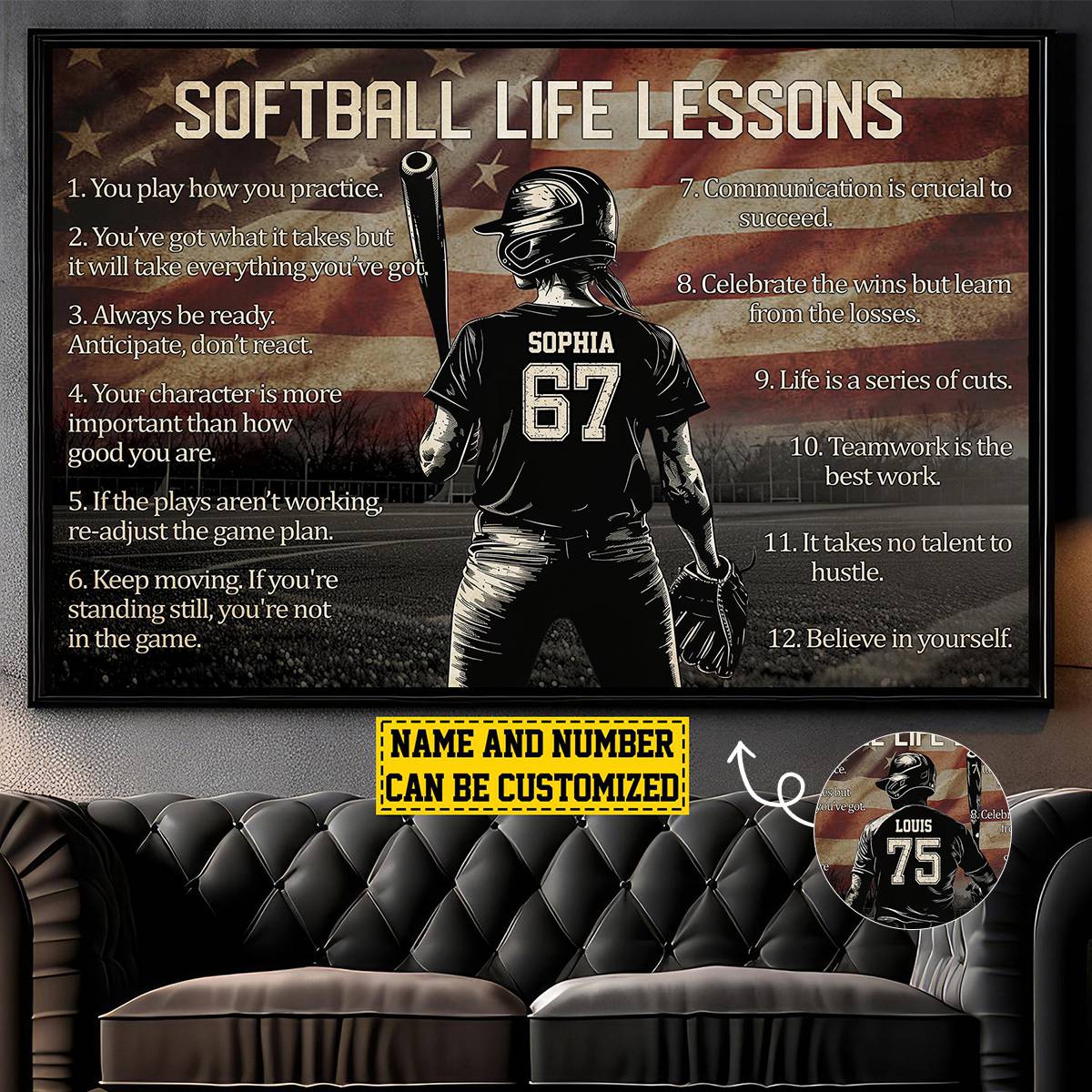 Personalized American Softball Life Lesson Poster / Canvas - Gift For Softball Lovers