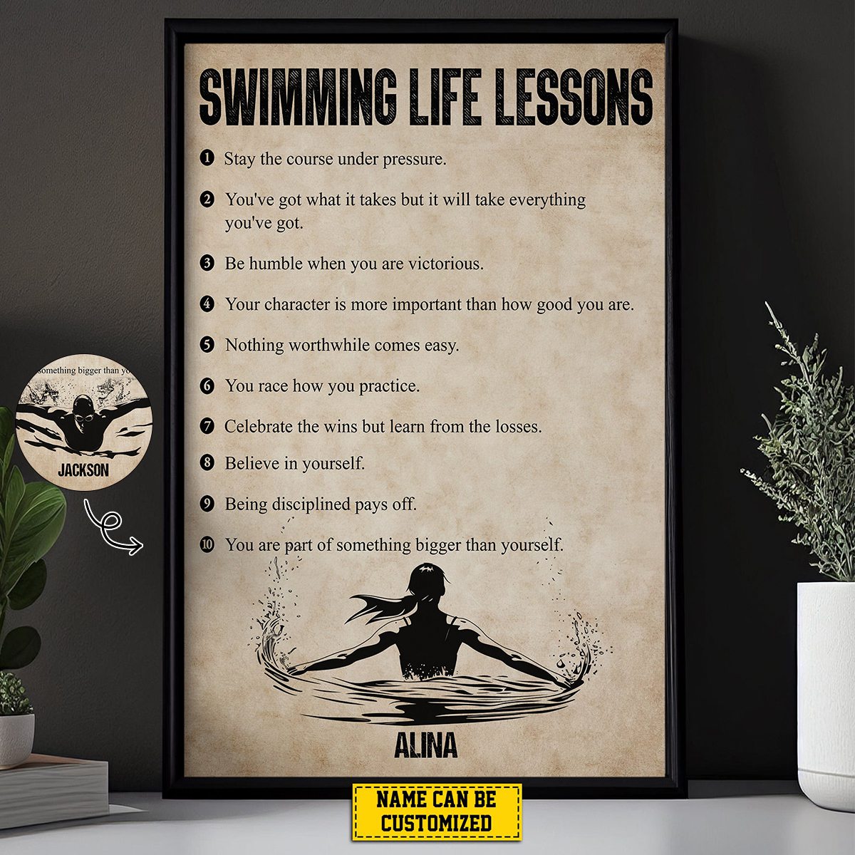 Personalized Motivational Swimming Poster / Canvas - Gift For Swimming Lovers