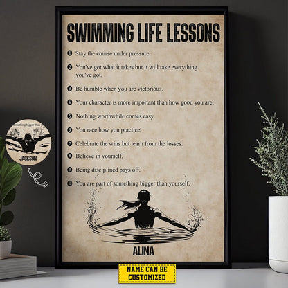 Personalized Motivational Swimming Poster / Canvas - Gift For Swimming Lovers
