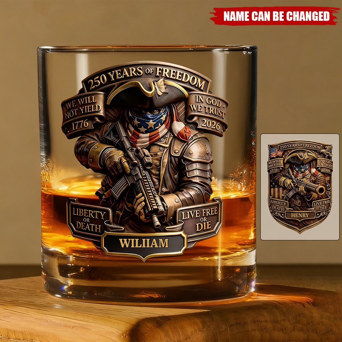 Personalized Whiskey Glass - 250 Years of Freedom