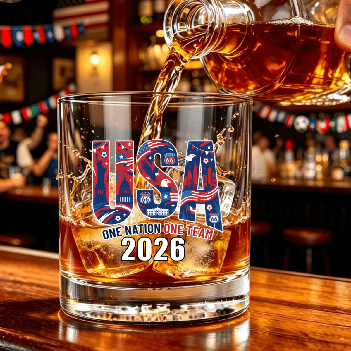 Personalized World Cup Soccer Country Whiskey Glass - Custom National Team Fan Gift