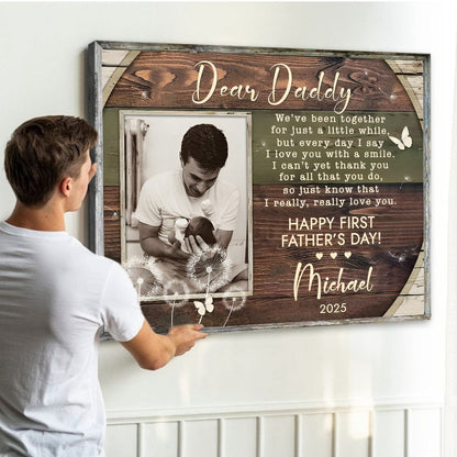 Personalized First Father’s Day Photo Canvas / Poster - Custom Poem Gift from Baby