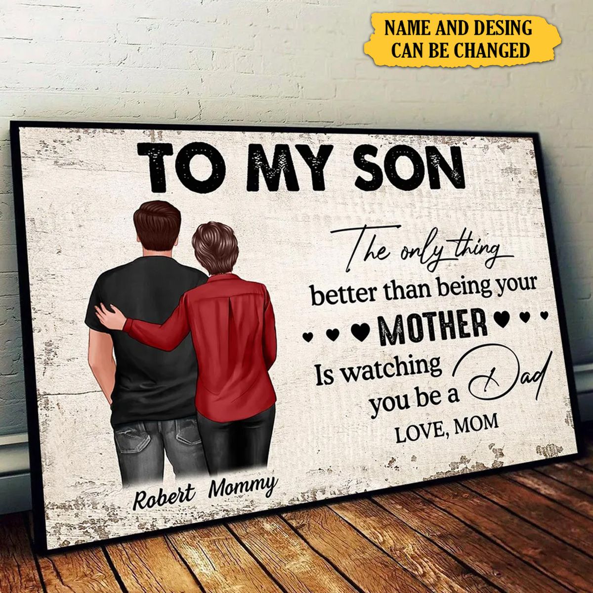 Heartfelt Personalized Canvas for Son from Mom: "Watching You Be a Dad"