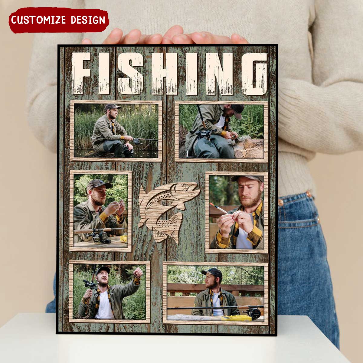 Personalized Fishing Collage Poster / Canvas - Custom Photo Wall Art for Anglers