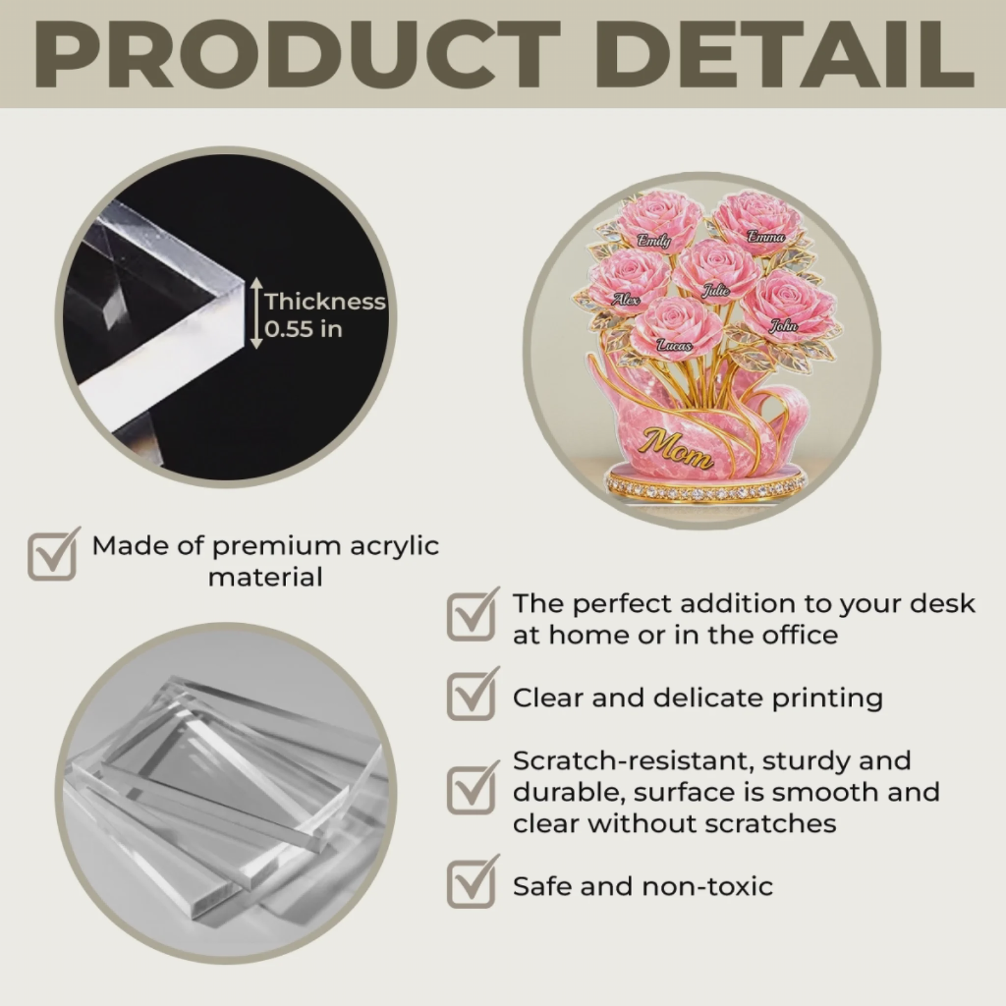 Personalized Custom Shaped Acrylic Plaque - Mother’s Day Gift for Mom & Grandma