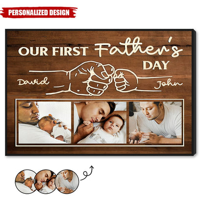 Personalized First Father’s Day Fist Bump Canvas / Poster - Custom Gift for New Dad