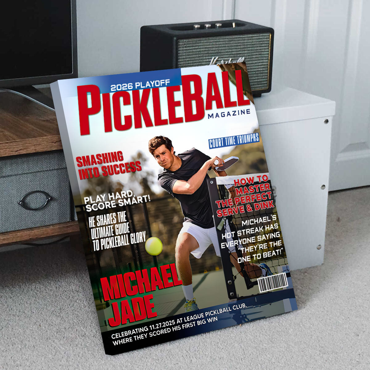 Personalized Pickleball Magazine Cover Poster / Canvas - Custom Sport Gift for Players