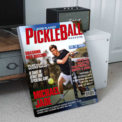 Personalized Pickleball Magazine Cover Poster / Canvas - Custom Sport Gift for Players