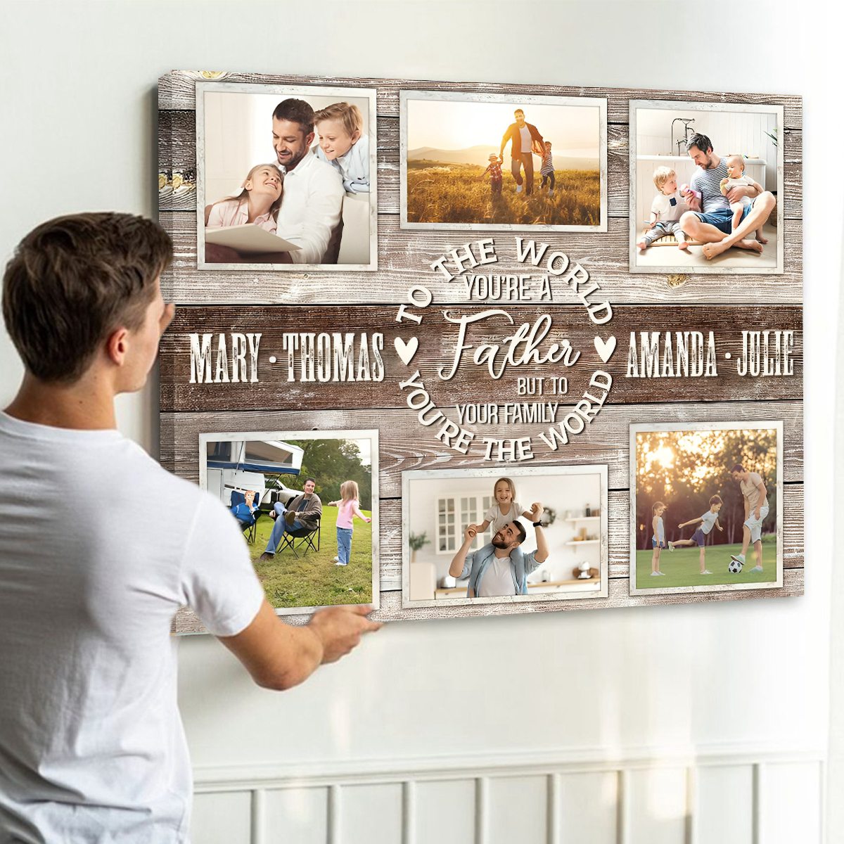 To The World You Are A Father - Personalized Family Bond Collage Canvas / Poster