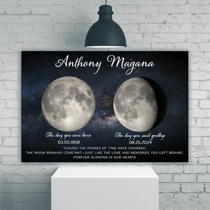 Personalized Sympathy Gift | In Memory of Loved One | Custom Moon Phase Memorial Poster / Canvas