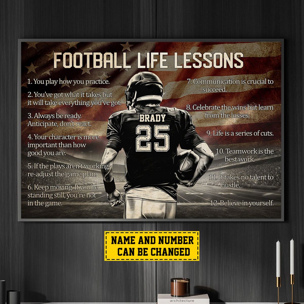 Personalized Football Life Lessons Poster / Canvas - Custom Gift For Football Lovers