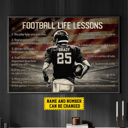 Personalized Football Life Lessons Poster / Canvas - Custom Gift For Football Lovers