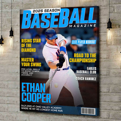 Personalized Baseball Magazine Cover - “Player of the Year” Custom Sports Poster / Canvas