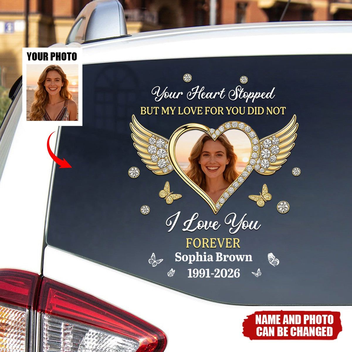 I Love You Forever - Personalized Custom Photo Memorial Car Sticker