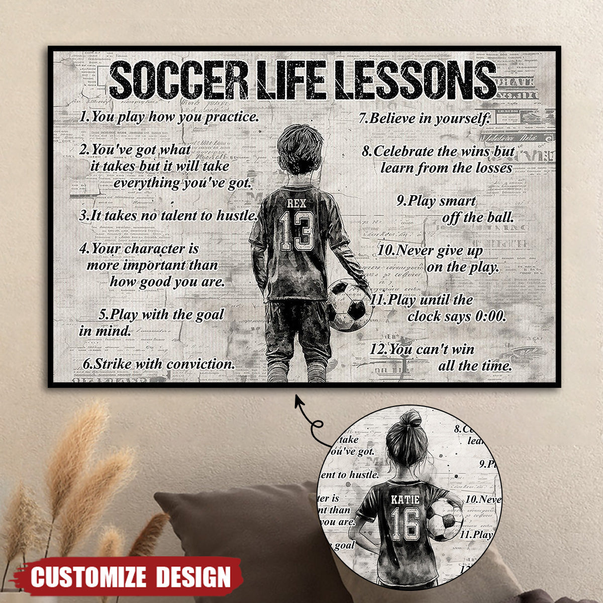 Personalized Soccer Poster For Kids - Custom Name Gift for Young Fans