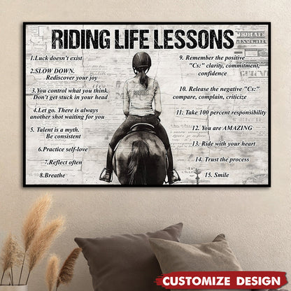 Personalized Riding Life Lessons Poster / Canvas - Gift For Horse Girl