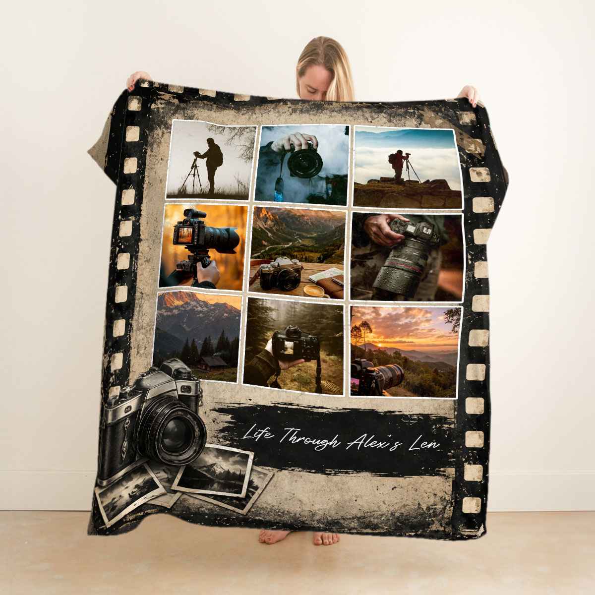 "Life Through Alex's Lens" Personalized Photographer Blanket – Custom Photography Picture Gift
