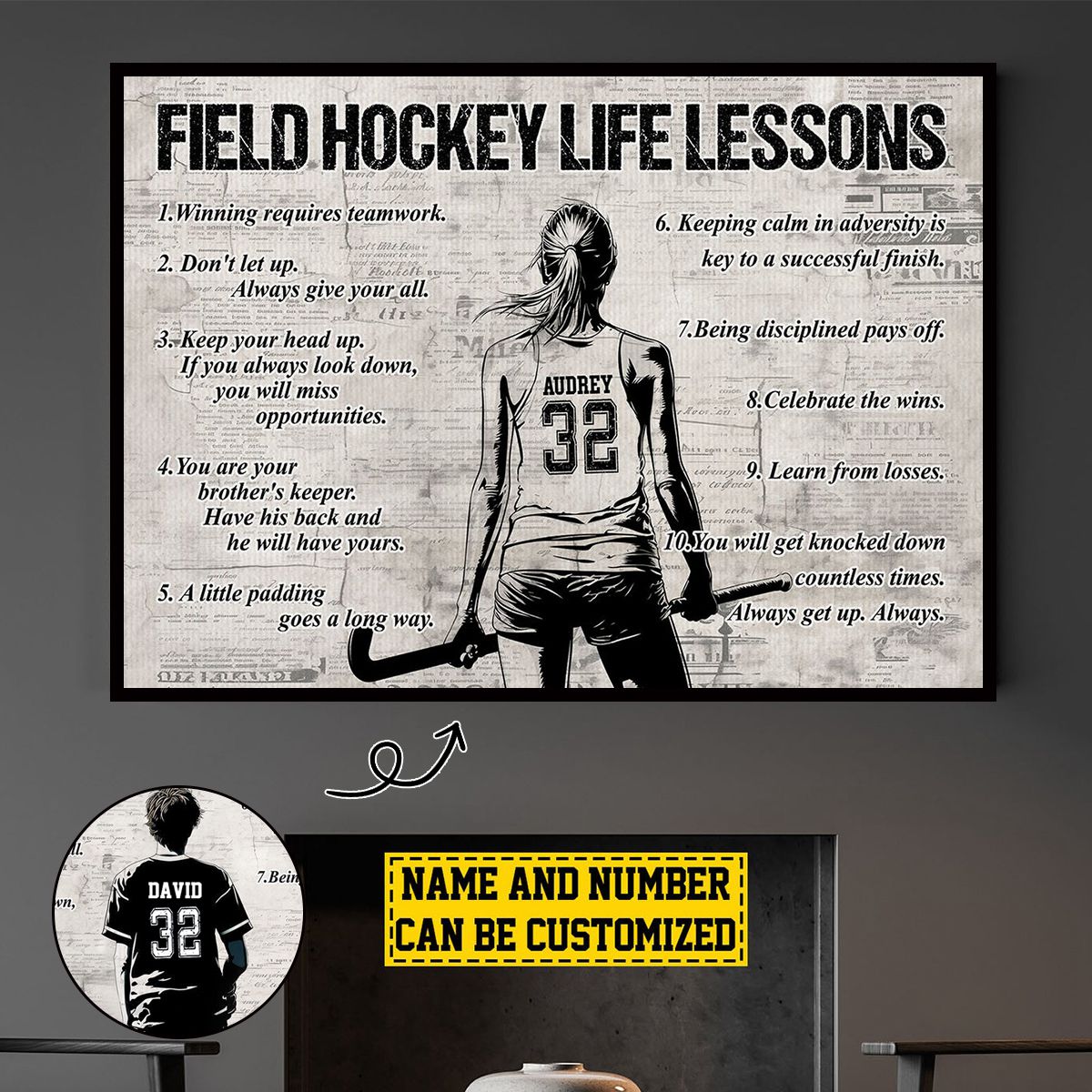 Personalized Field Hockey Life Lessons Poster / Canvas - Gift For Field Hockey Lovers & Players